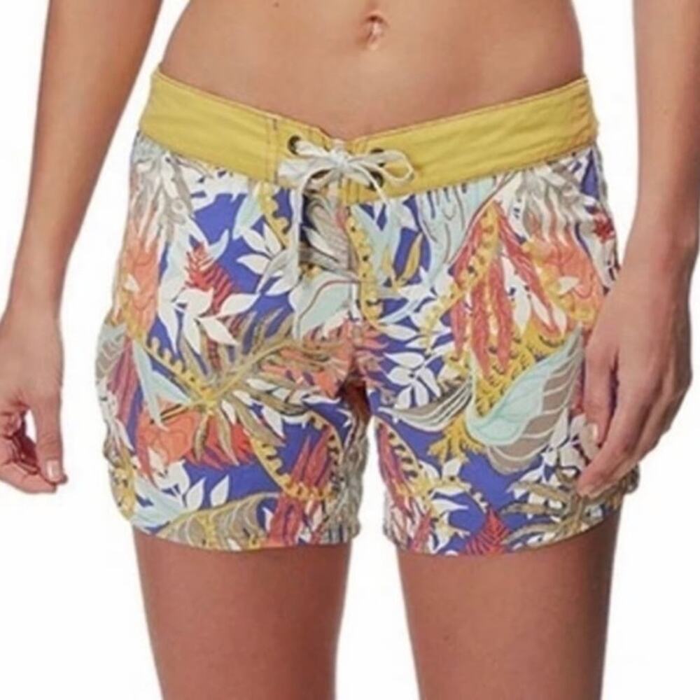 Patagonia Wavefarer Boardshorts Tropical Print Yellow Waist Women’s 10